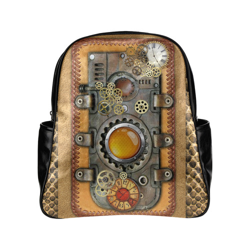 suede and snake steampunk Multi-Pockets Backpack (Model 1636)