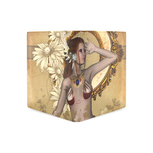 Beautiful fairy and flowers Men's Leather Wallet (Model 1612)