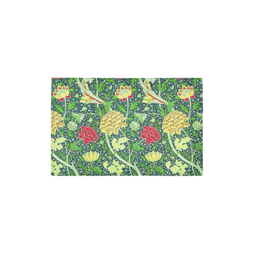 Red Floral Vintage William Morris Wallpaper Area Rug 2'7"x 1'8‘’