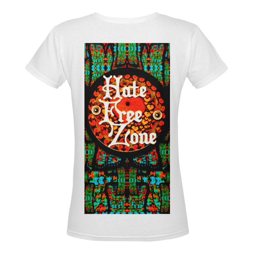 Hate Free Zone Women's Deep V-neck T-shirt (Model T19)
