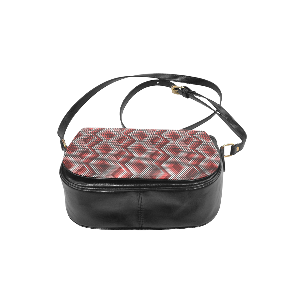 Red Ethnic Mosaic Pattern Classic Saddle Bag/Small (Model 1648)