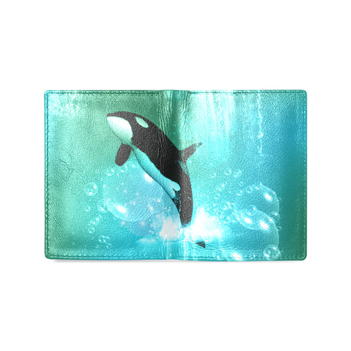 Orca with bubbles Men's Leather Wallet (Model 1612)