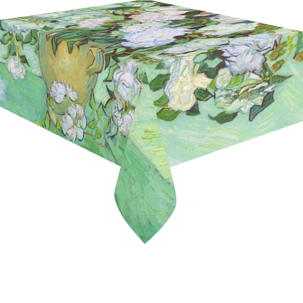 Roses Vincent Van Gogh Floral Fine Art Cotton Linen Tablecloth 52"x 70"