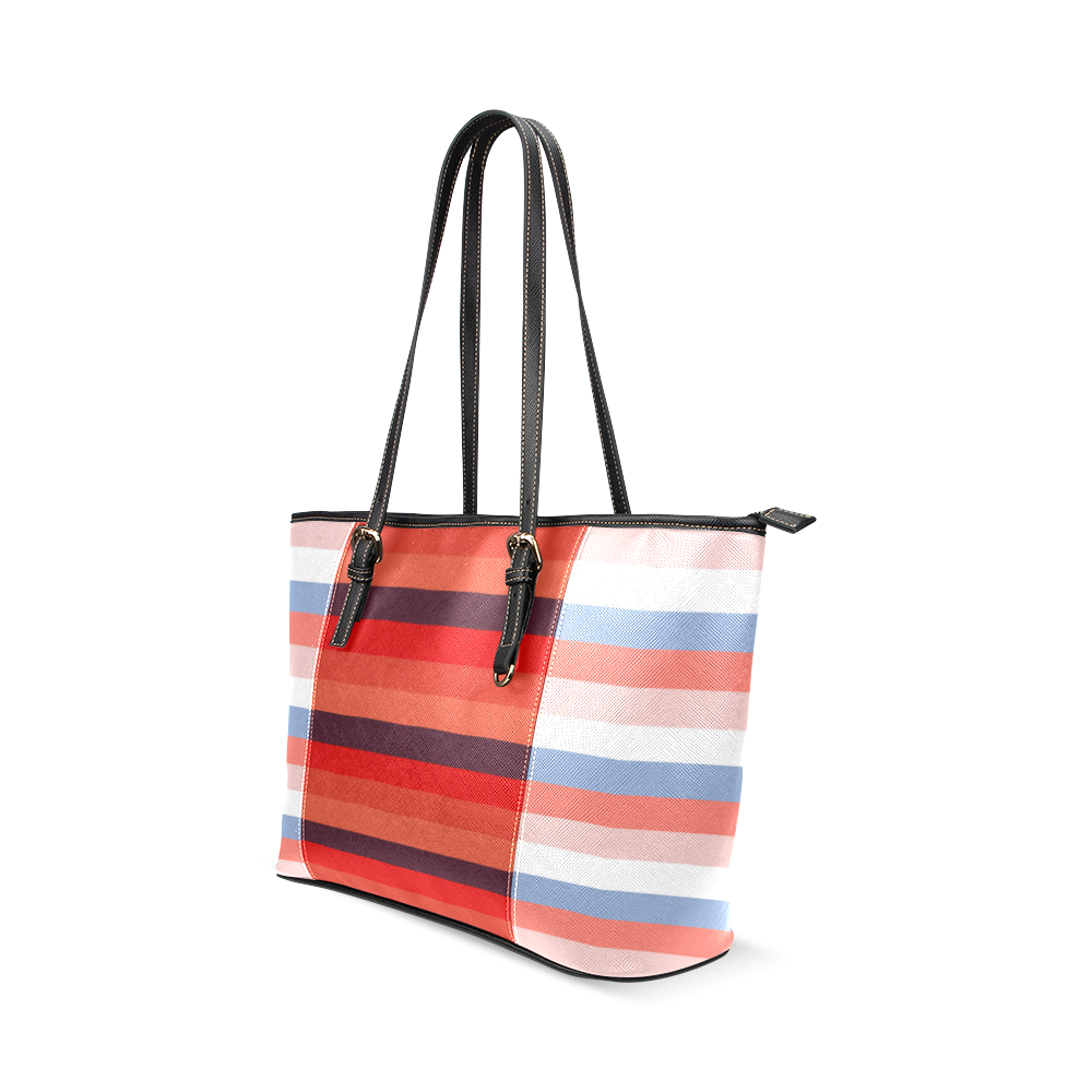 New arrival in shop. Striped designers bag edition. art by guothova! Leather Tote Bag/Small (Model 1640)