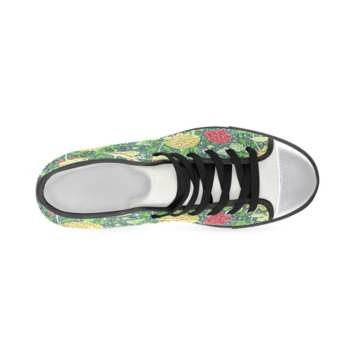 Red Floral Vintage William Morris Wallpaper Women's Classic High Top Canvas Shoes (Model 017)