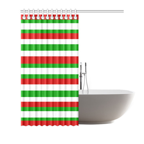 Red, Green and White Stripes Shower Curtain 72"x72"