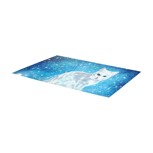 Abstract cute white cat Area Rug 7'x3'3''