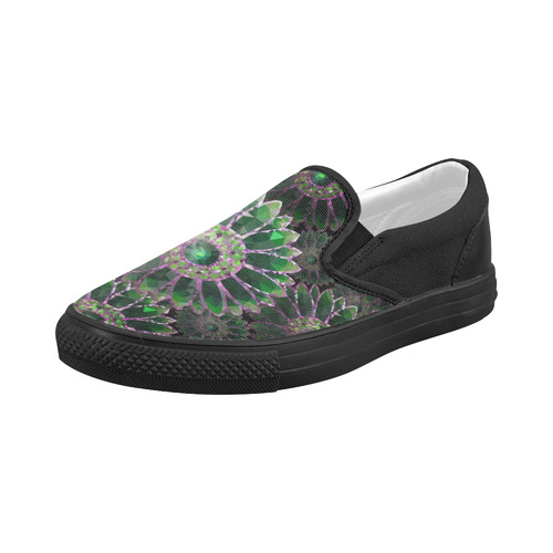 Mosaic Flower Pattern Women's Slip-on Canvas Shoes (Model 019)