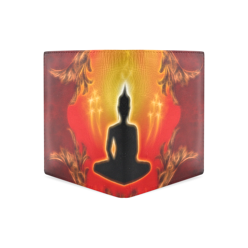 Buddha with light effect Men's Leather Wallet (Model 1612)