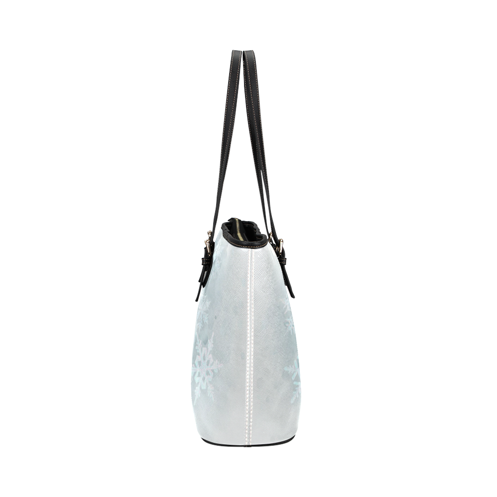 Angel Snowflake Print Pattern Leather Tote Bag