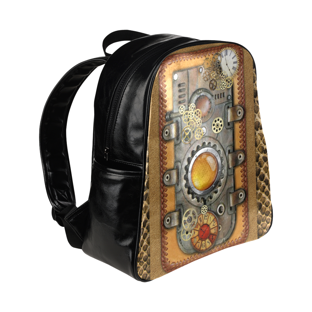 suede and snake steampunk Multi-Pockets Backpack (Model 1636)