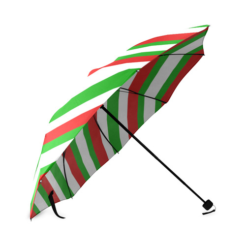Red, Green and White Stripes Foldable Umbrella (Model U01)