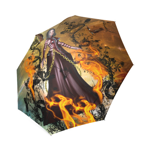 Awesome fairy with fire Foldable Umbrella (Model U01)