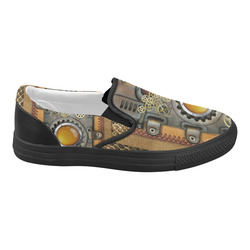 suede and snake steampunk Women's Slip-on Canvas Shoes (Model 019)