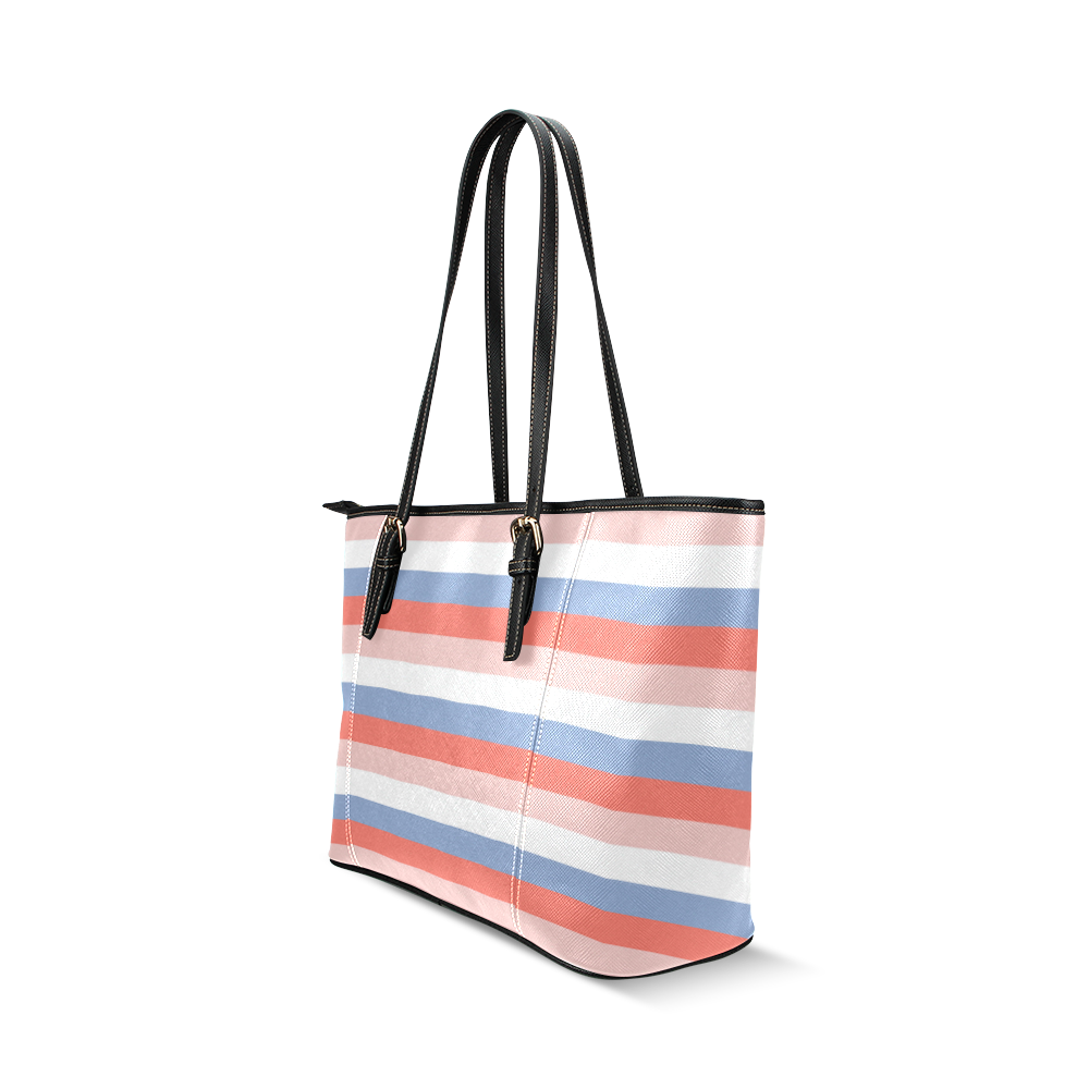 New arrival in shop. Striped designers bag edition. art by guothova! Leather Tote Bag/Small (Model 1640)