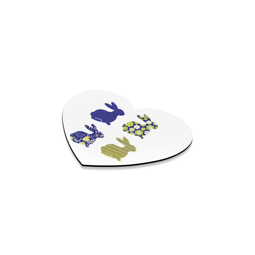 New in shop : exclusive heart-shaped designers Mousepad with original Art / Rabbits in floral style Heart Coaster