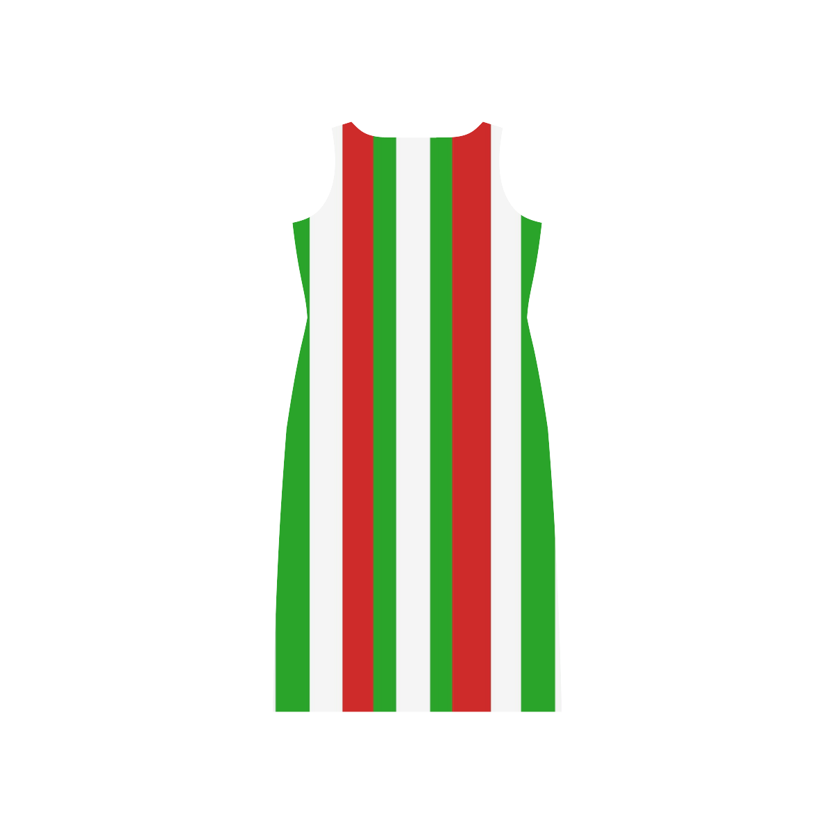 Red, Green and White Stripes Phaedra Sleeveless Open Fork Long Dress (Model D08)