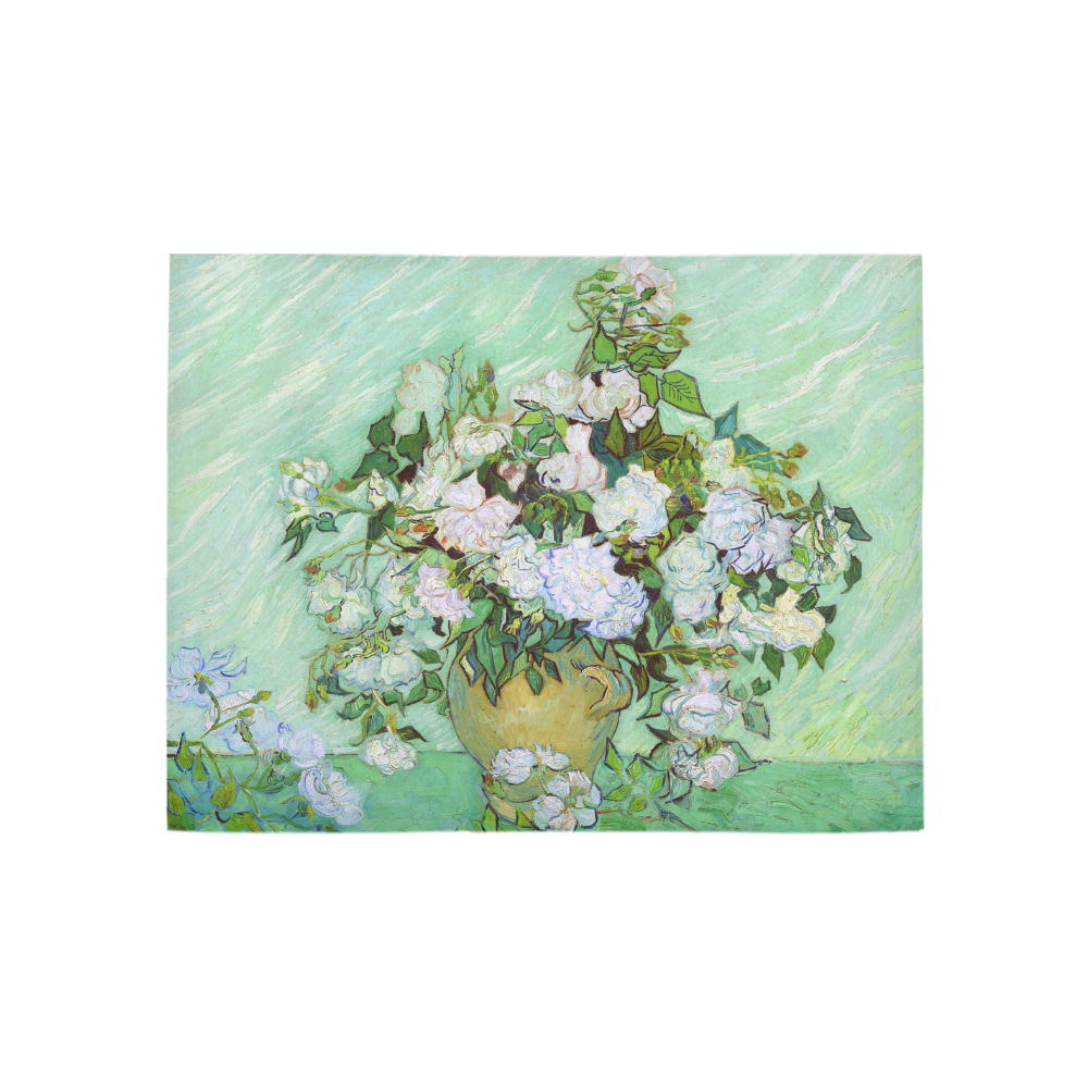 Roses Vincent Van Gogh Floral Fine Art Area Rug 5'3''x4'