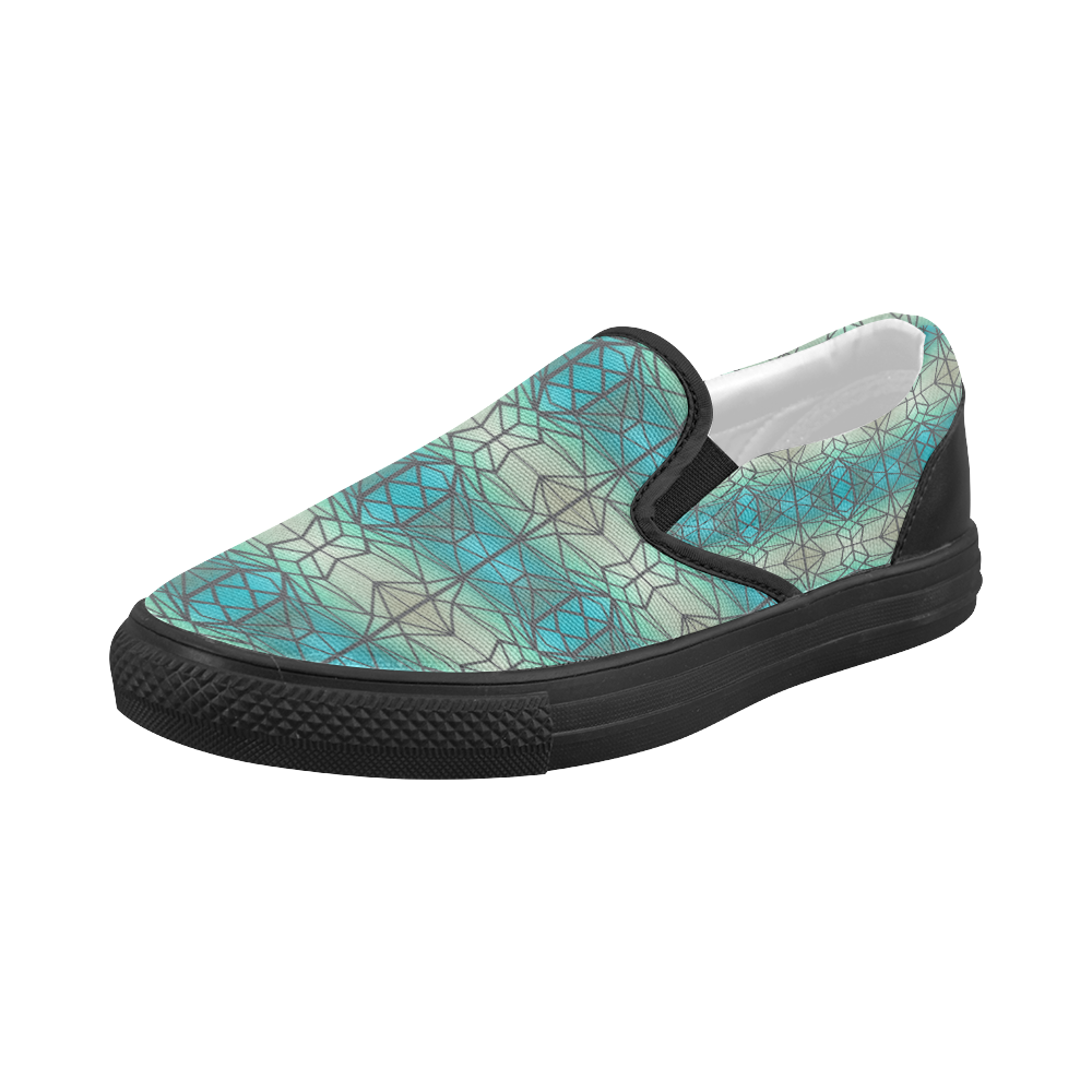 Stained glass pattern Women's Slip-on Canvas Shoes (Model 019)