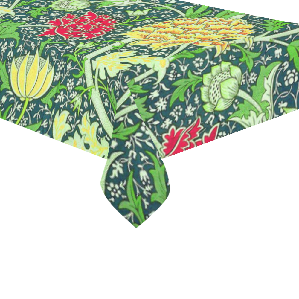 Red Floral Vintage William Morris Wallpaper Cotton Linen Tablecloth 60"x120"