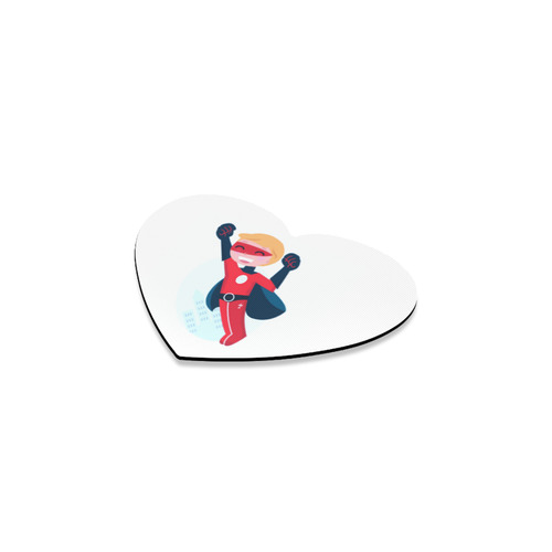 New art in atelier. Designers Mousepads with hand-drawn original Super boy / red and blue Heart Coaster
