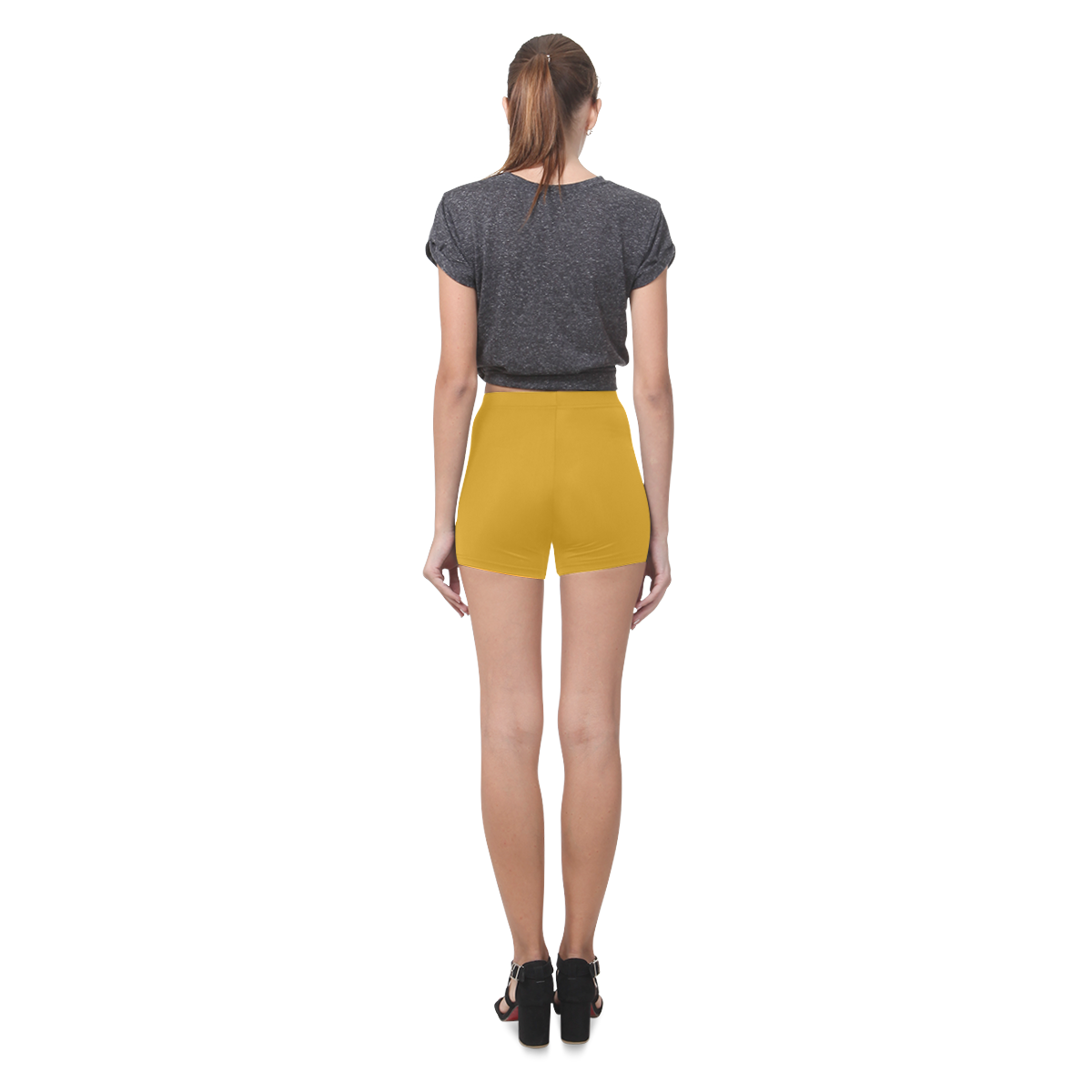 Short designers leggings. New arrival in shop, old-yellow. Briseis Skinny Shorts (Model L04)