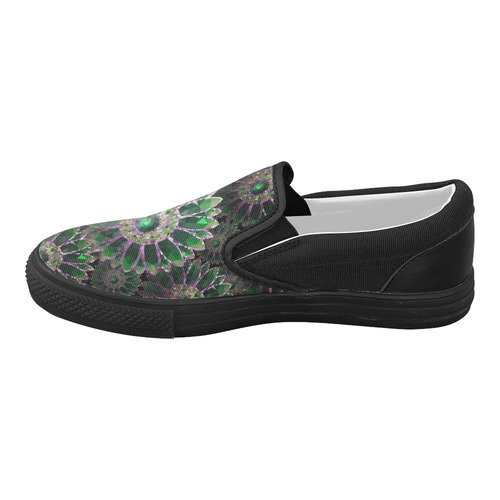 Mosaic Flower Pattern Women's Slip-on Canvas Shoes (Model 019)