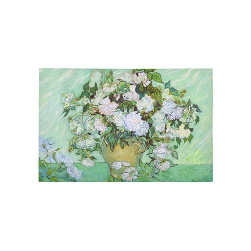 Roses Vincent Van Gogh Floral Fine Art Area Rug 5'x3'3''