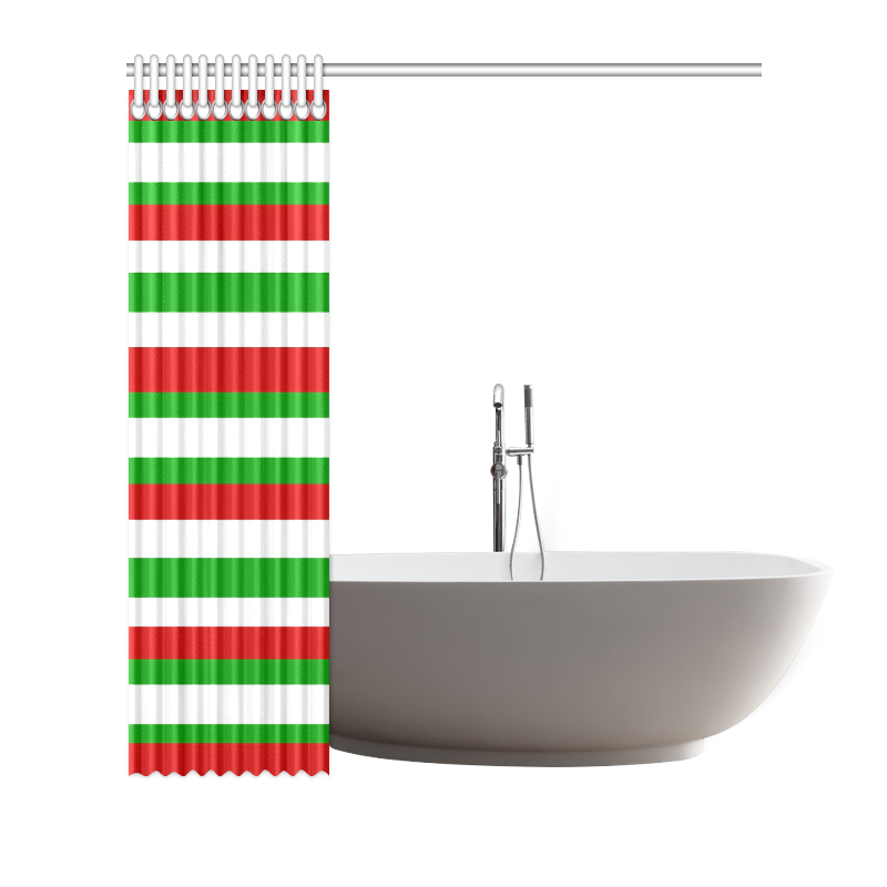 Red, Green and White Stripes Shower Curtain 72"x72"