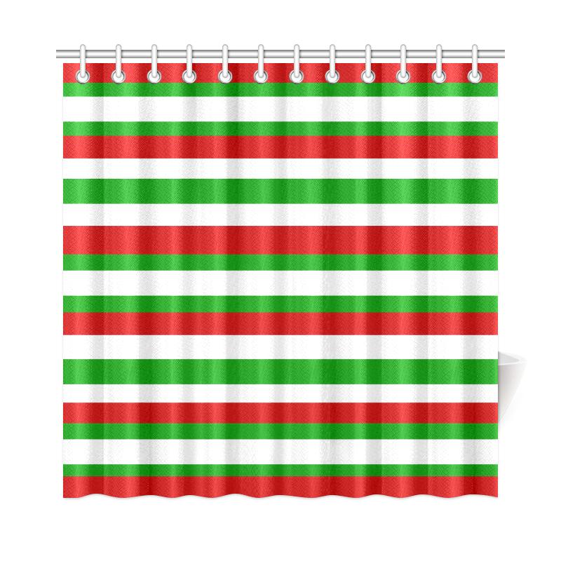 Red, Green and White Stripes Shower Curtain 72"x72"