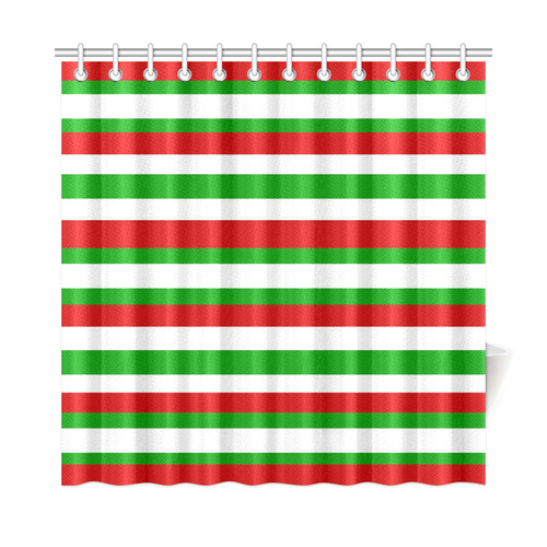 Red, Green and White Stripes Shower Curtain 72"x72"