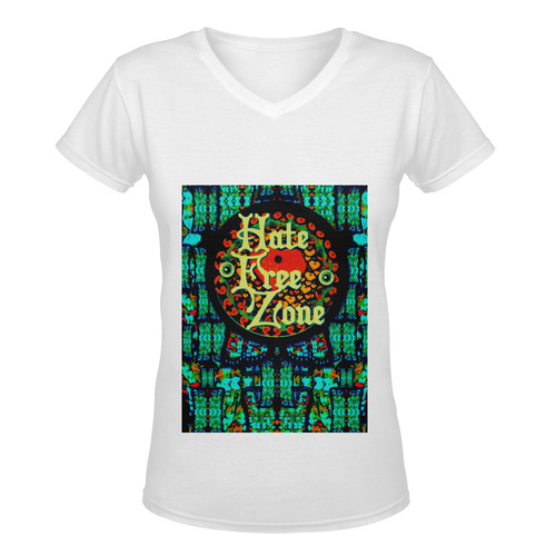 Hate Free Zone Women's Deep V-neck T-shirt (Model T19)