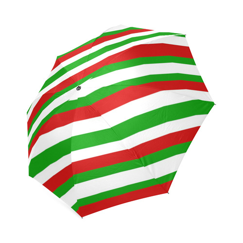 Red, Green and White Stripes Foldable Umbrella (Model U01)