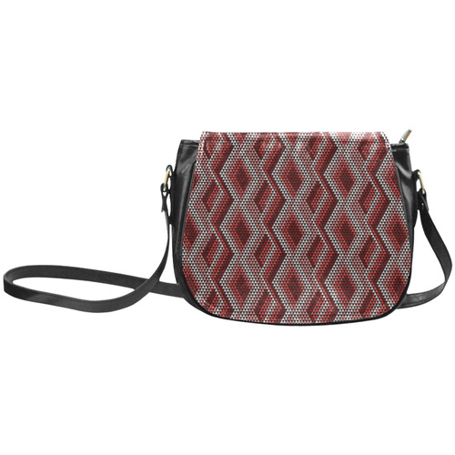 Red Ethnic Mosaic Pattern Classic Saddle Bag/Small (Model 1648)