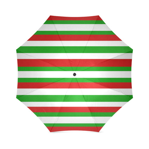 Red, Green and White Stripes Foldable Umbrella (Model U01)