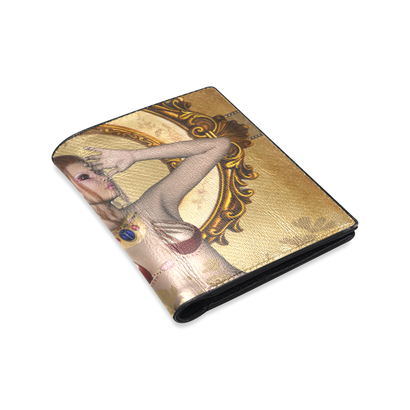 Beautiful fairy and flowers Men's Leather Wallet (Model 1612)