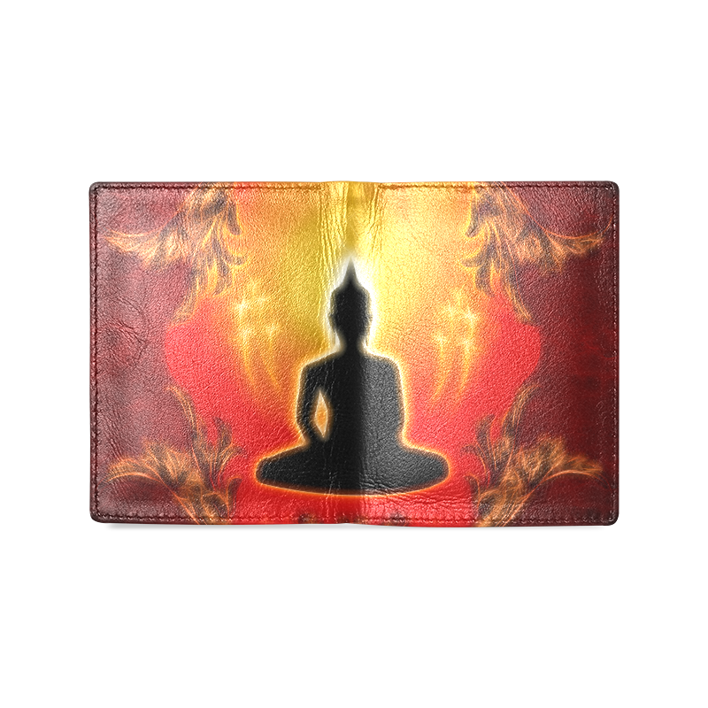 Buddha with light effect Men's Leather Wallet (Model 1612)