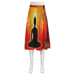 Buddha with light effect Mnemosyne Women's Crepe Skirt (Model D16)