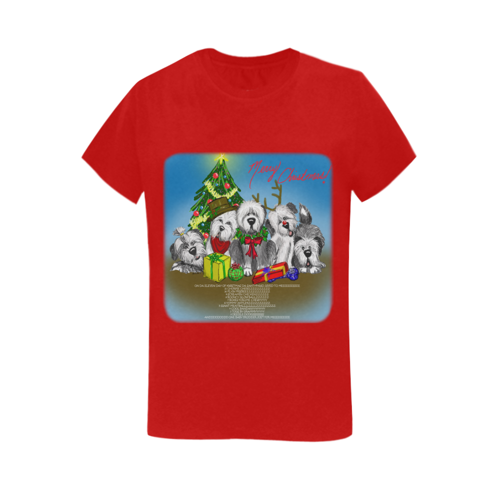 12 pups of Christmas! red Women's T-Shirt in USA Size (Two Sides Printing)