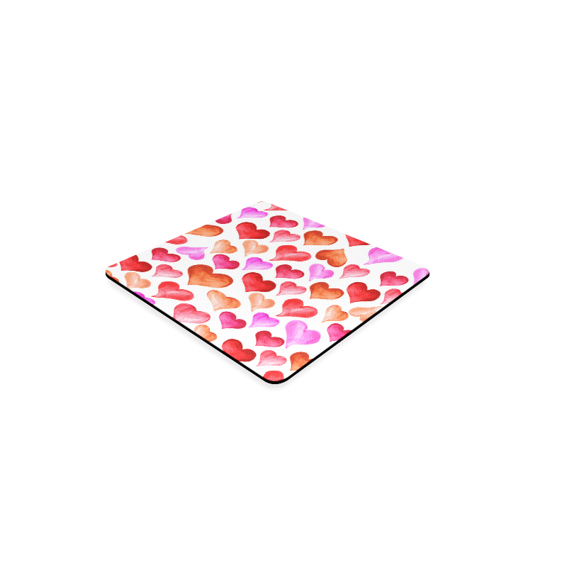 Pink Red Hearts Pattern Square Coaster