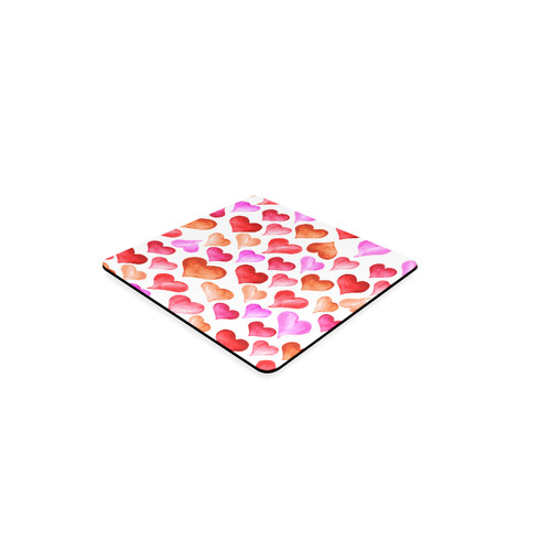 Pink Red Hearts Pattern Square Coaster