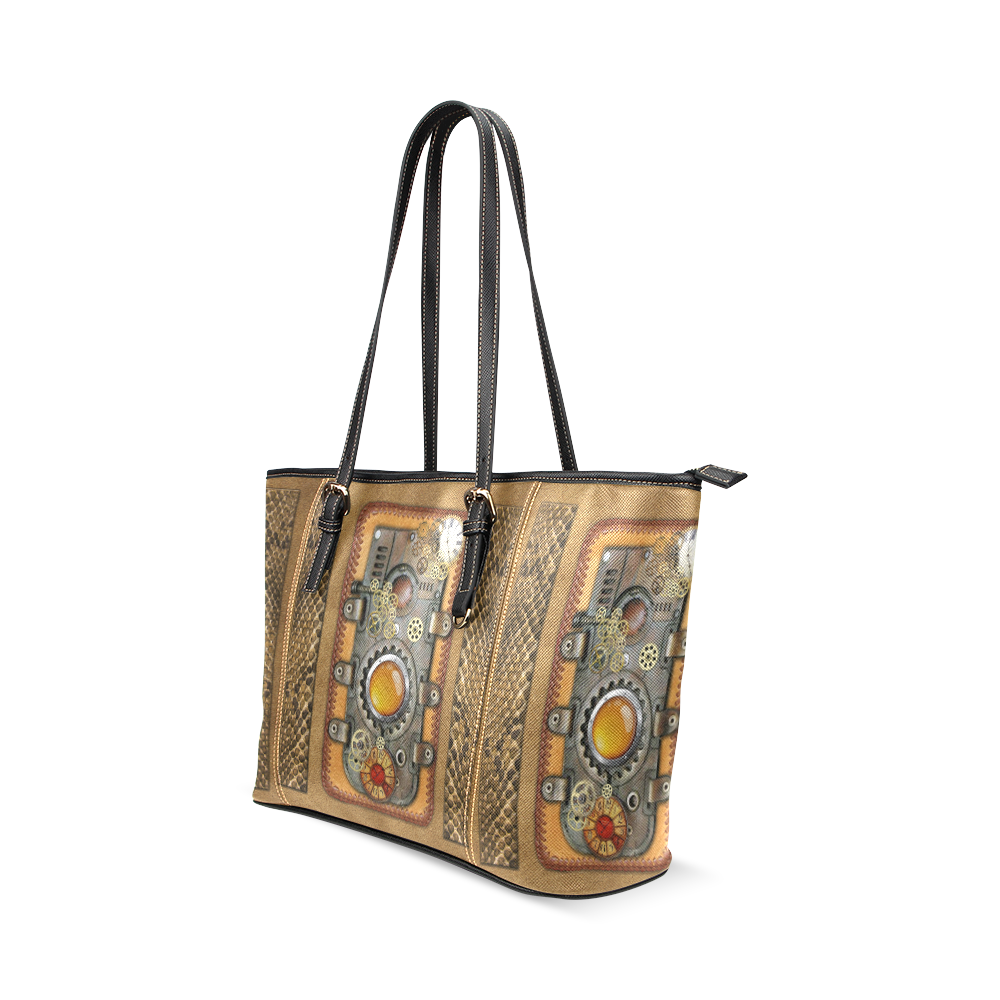 steampunk art Leather Tote Bag/Large (Model 1640)