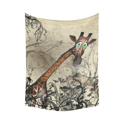 Funny, happy giraffe Cotton Linen Wall Tapestry 60"x 80"