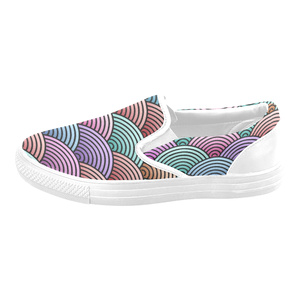 Oriental Concentric Circles Pattern Slip-on Canvas Shoes for Men/Large Size (Model 019)