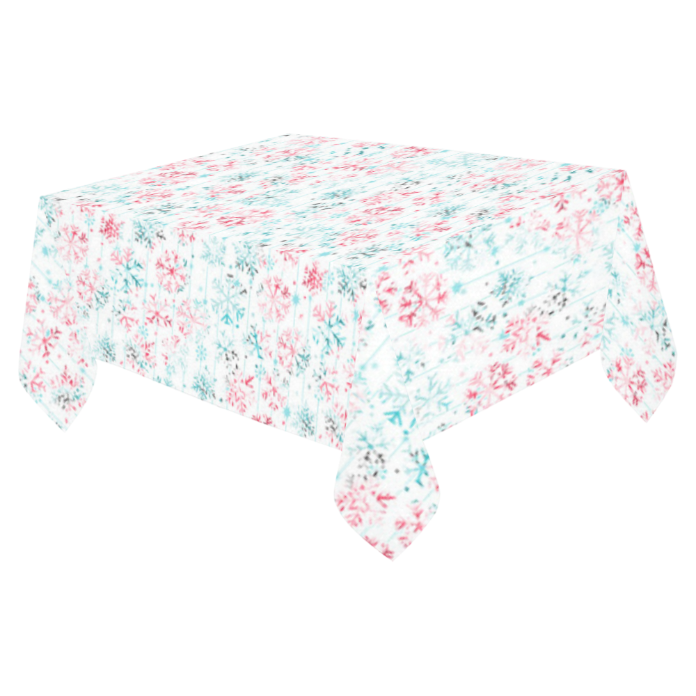 watercolor snowflakes, christmas pattern Cotton Linen Tablecloth 52"x 70"