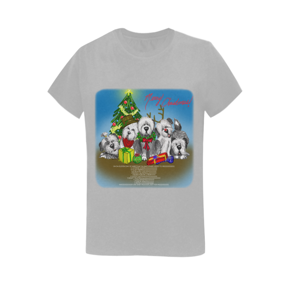 12 pups of Christmas! grey Women's T-Shirt in USA Size (Two Sides Printing)
