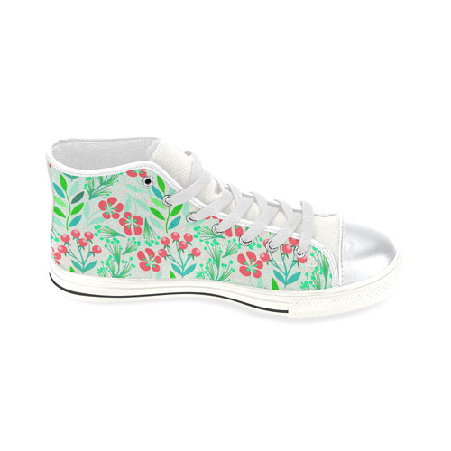 Vintage Holiday Flower Floral Pattern High Top Canvas Women's Shoes/Large Size (Model 017)