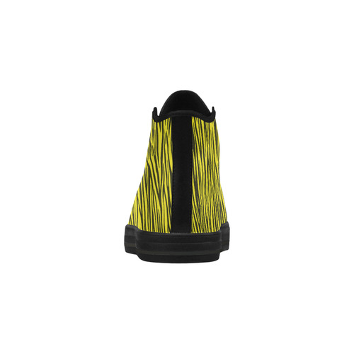 Yellow Zebra Stripes Fur Aquila High Top Microfiber Leather Women's Shoes/Large Size (Model 032)
