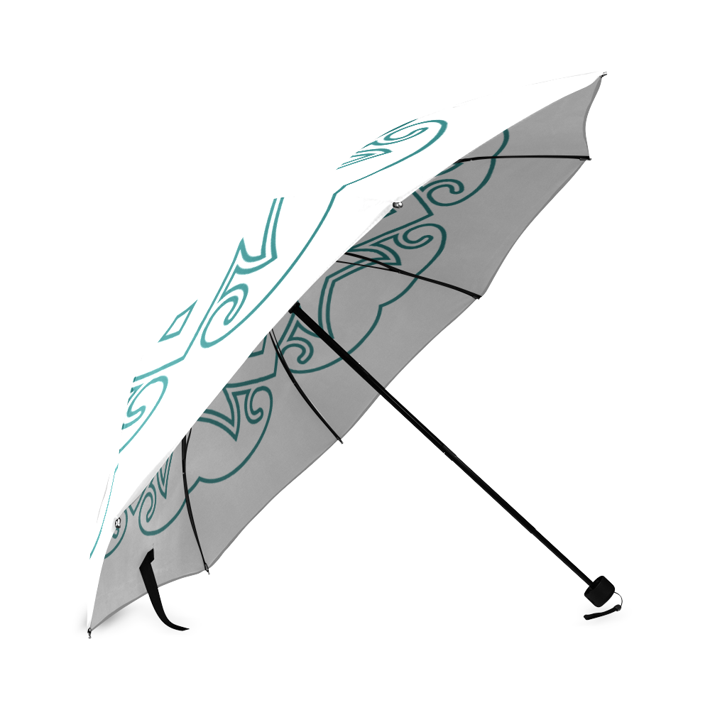 New in shop : Original hand-drawn exclusive designers umbrella. Dark blue and white vintage art coll Foldable Umbrella (Model U01)