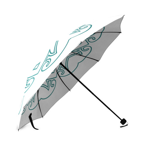 New in shop : Original hand-drawn exclusive designers umbrella. Dark blue and white vintage art coll Foldable Umbrella (Model U01)